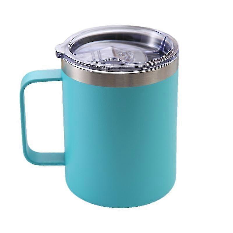 فنجان قهوة 12 أونصة مع مقبض وغطاء منزلق، كوب شاي من الستانلس ستيل