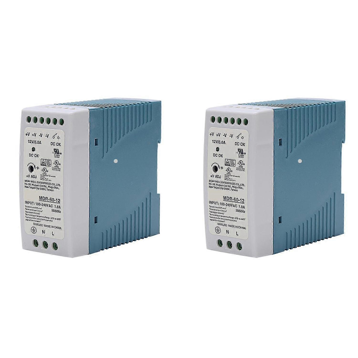 2x Mdr-60 12v 60w Din Rail Power Supply Ac-dc Driver Voltage Regulator Power Suply 110v 220v