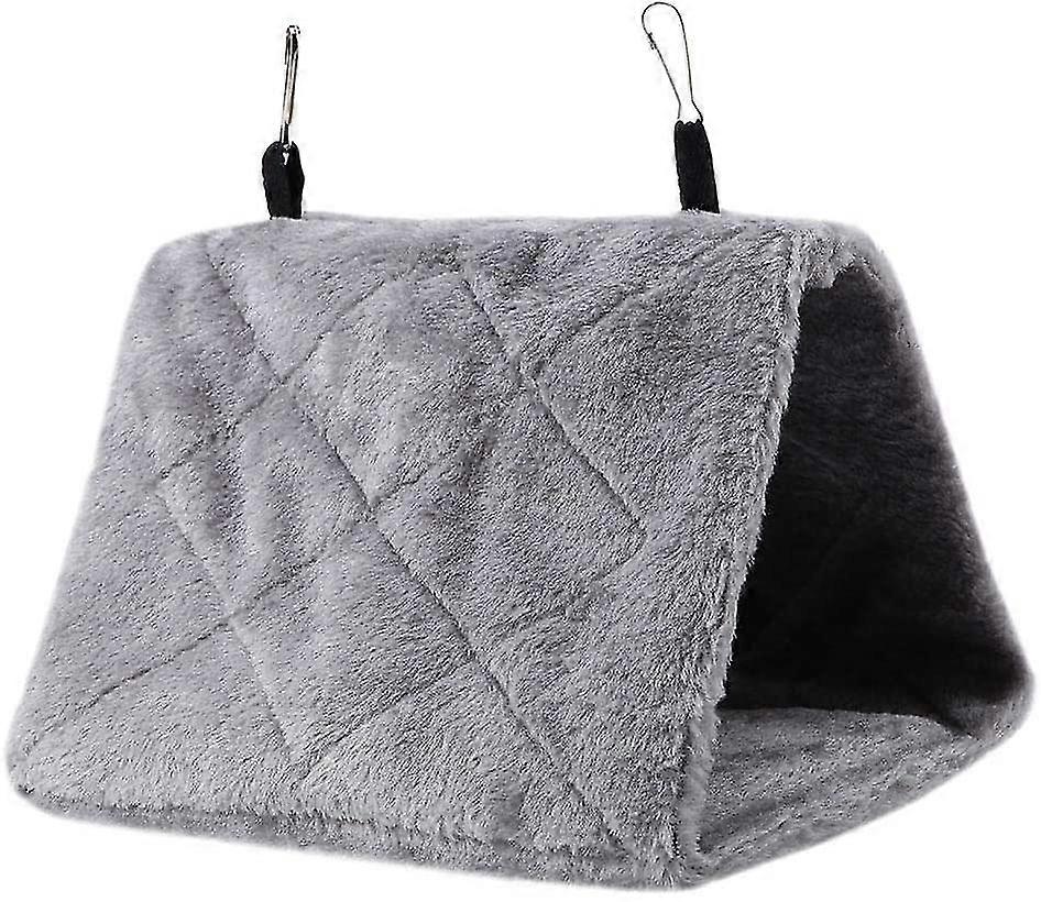 Peony Parrot Hammock Bird Nest Warm Soft Plush Hammock Hanging Cage Tent Winter Warm Bed Pet Toy Cotton, Gray, L: 32 * 19 * 25cm