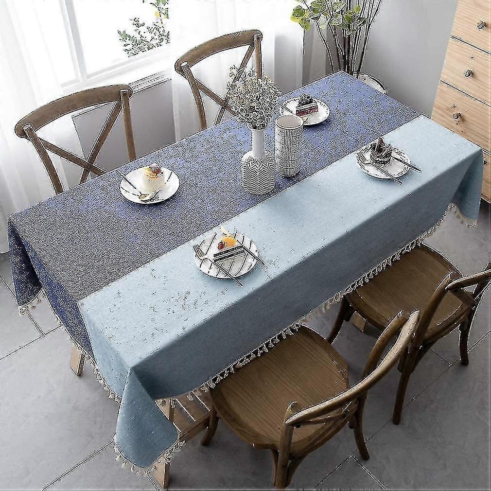 Wabjtam Spliced Dustproof Tablecloth, Rectangular Tablecloth, Decorated With Tassels For Garden Tea Table Ornaments