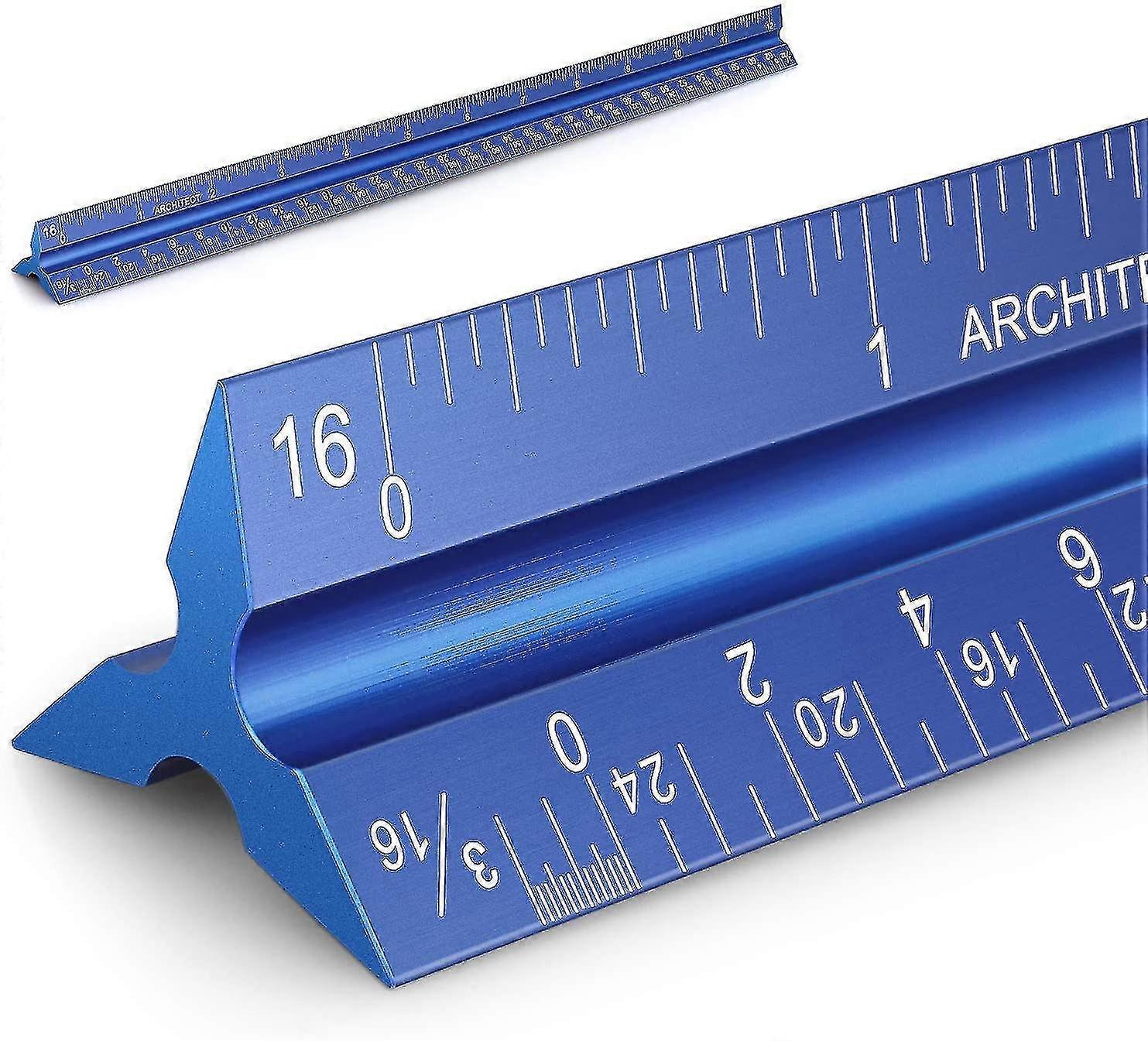 Architectural Scale Ruler Aluminum Architect Scale Triangular Scale Ruler For Architects, Draftsman, Students And Engineers--blue