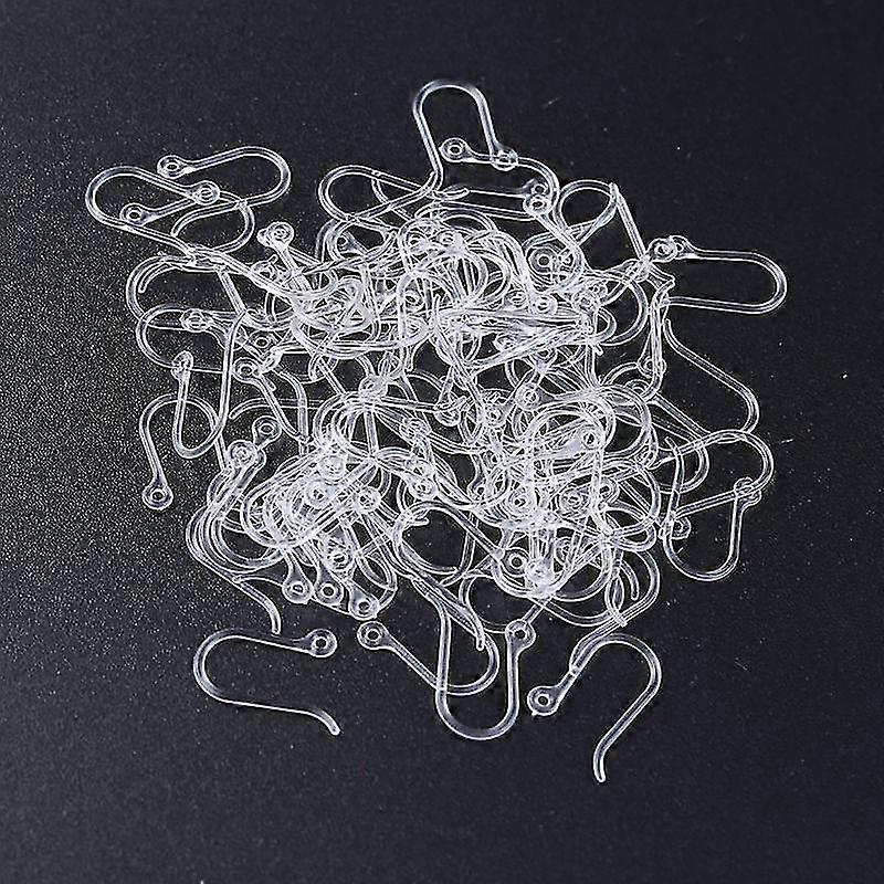 100 Pcs/pack Non-allergic Plastic Ear Shape Wire Hooks Clear Resin Earring Diy J