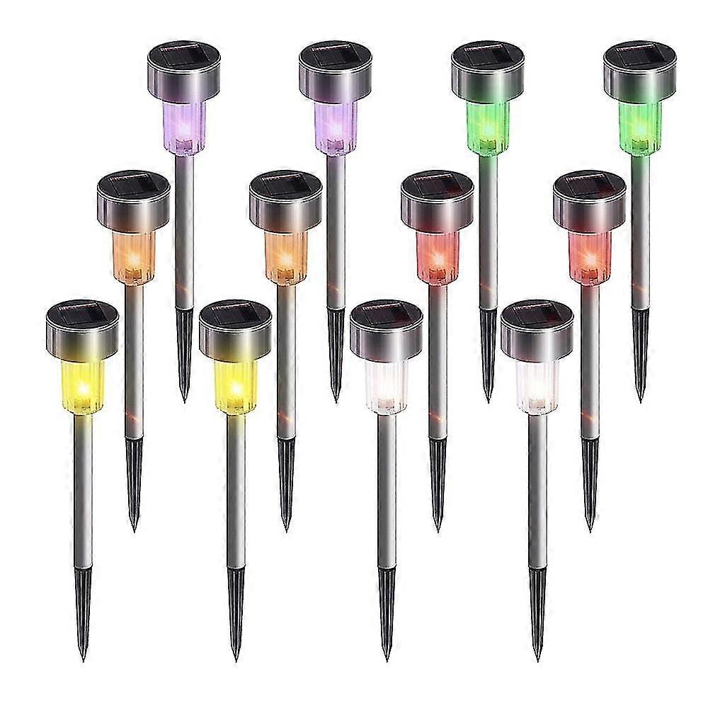 Outdoor Garden Glass Stainless Steel Waterproof Yard Led Solar Lights Lamp 12pc