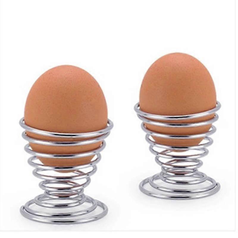 2Pcs Metal Spiral Spring Wire Tray Egg Cup Storage Holder Stand Kitchen Tool Silver