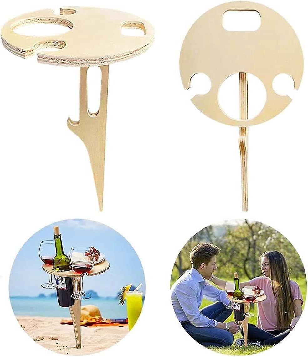 طاولة نبيذ محمولة في الهواء الطلق ، حامل زجاج نبيذ ، طاولة نزهة خشبية صغيرة قابلة للطي للشاطئ ، نزهة في الهواء الطلق