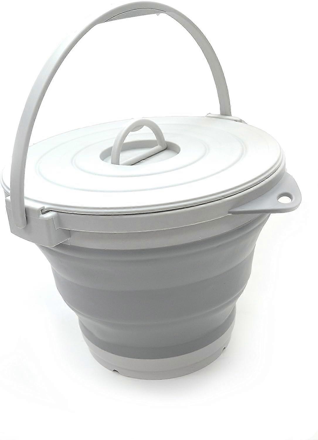 10L Collapsible Fishing Bucket with Locking Lid - Collapsible Round Bin - Plastic Portable Water Bucket - Space Saving Outdoor Water Pot