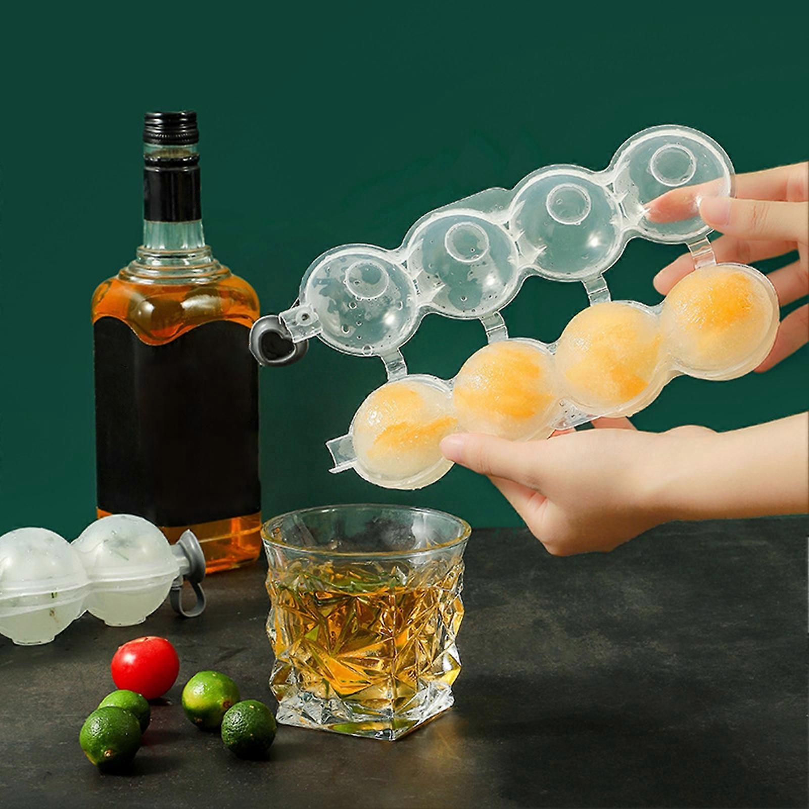 4 Cavity Ice Ball Mold Transparent DIY Plastic Round Ice Cube Maker Mold Bar Party Supplies KAESI