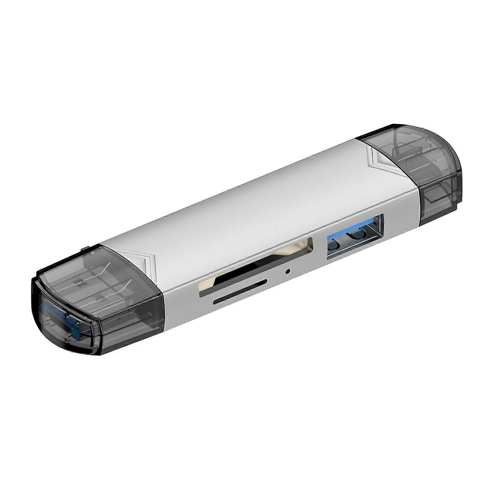 TF Card Reader Dual Card Slot Design 6-in-1 Stable Percompatiblemance 5Gbps High-speed Mobile Phone Universal OTG Card Reader Mobile Phone Accessories