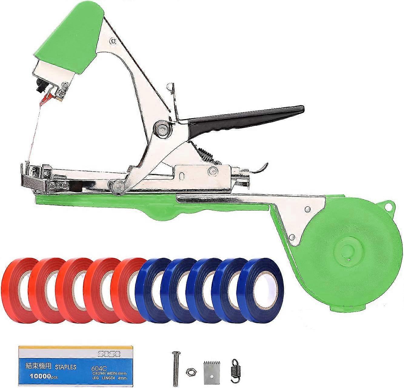 machine stake attachment including strips, staples and spare blades (green)