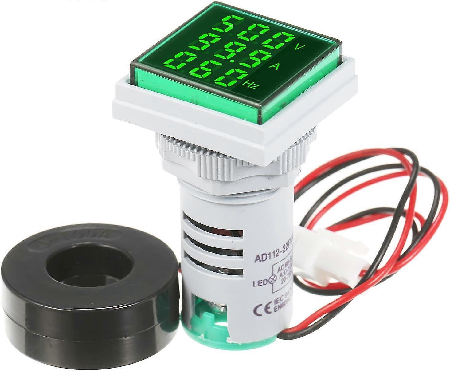 Digital Volt Ammeter Voltampereter Ammeter Cymometer Three LED Displays Voltage  Current and Frequency Meter Display Monitor AC Panel Meter AC60-500V 