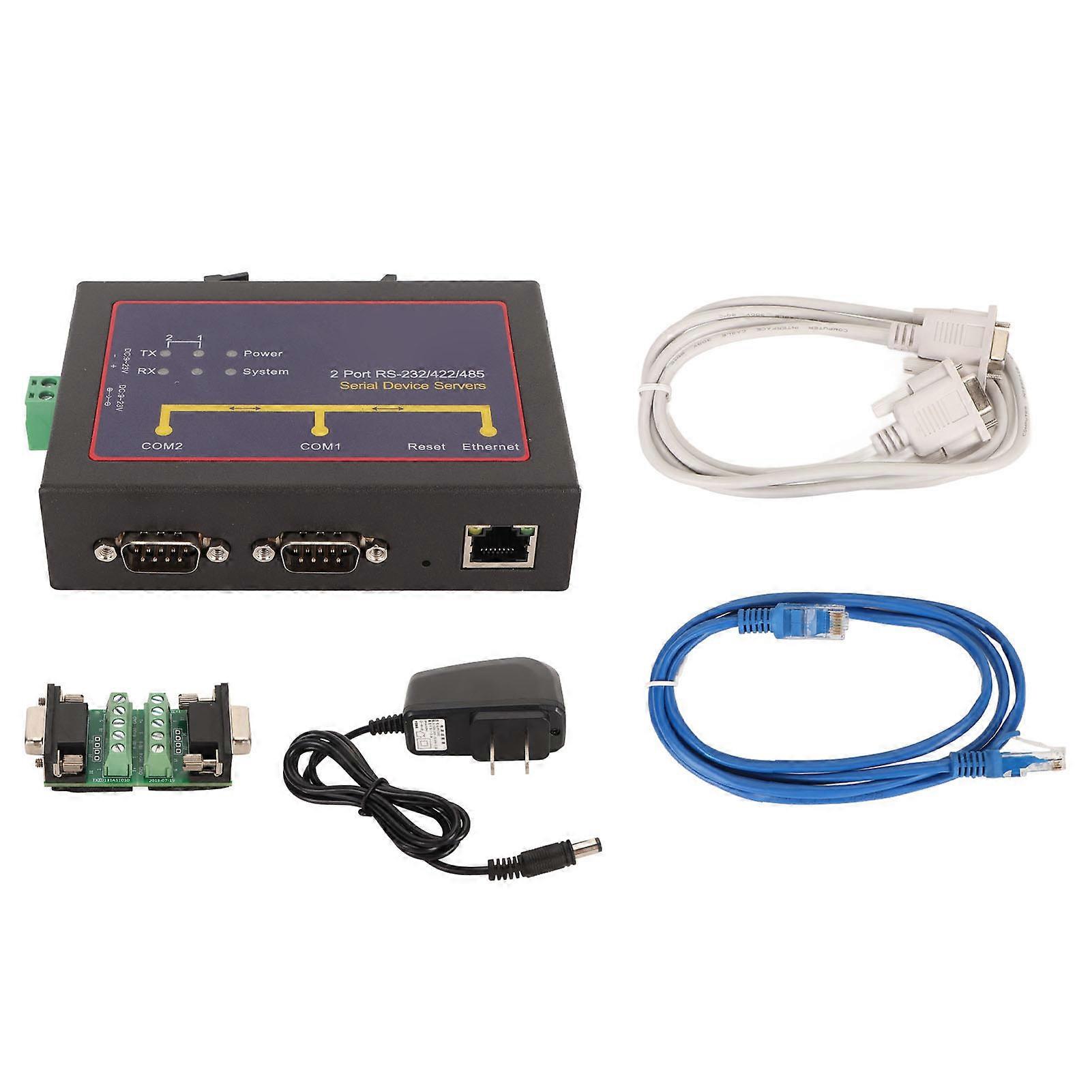 Dispositivo seriale Server Doppia Porta RS232 485 422 a Ethernet TCP IP 10/100Mbps RJ45 Adattatore da seriale a Ethernet 100?240V Spina USA