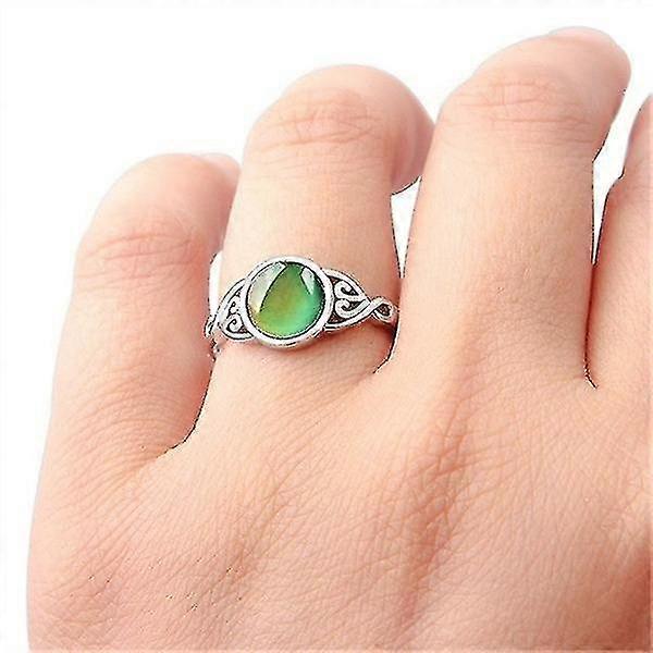 Sweet Wind Color Changing Palace Yan Gemstone Ring, Color Changing Mood Ring, Vert