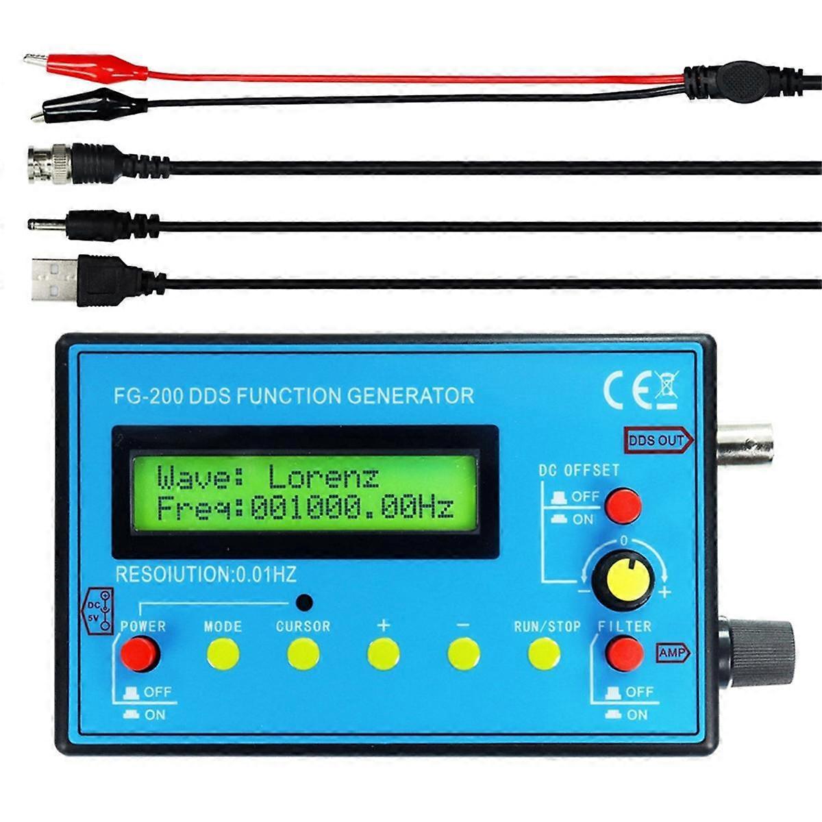 FG-200 Fonction DDS Générateur de signaux Compteur de fréquence 0.01Hz -500KHz Module de source de signal Sinusoïdale + Carré + Forme d’onde