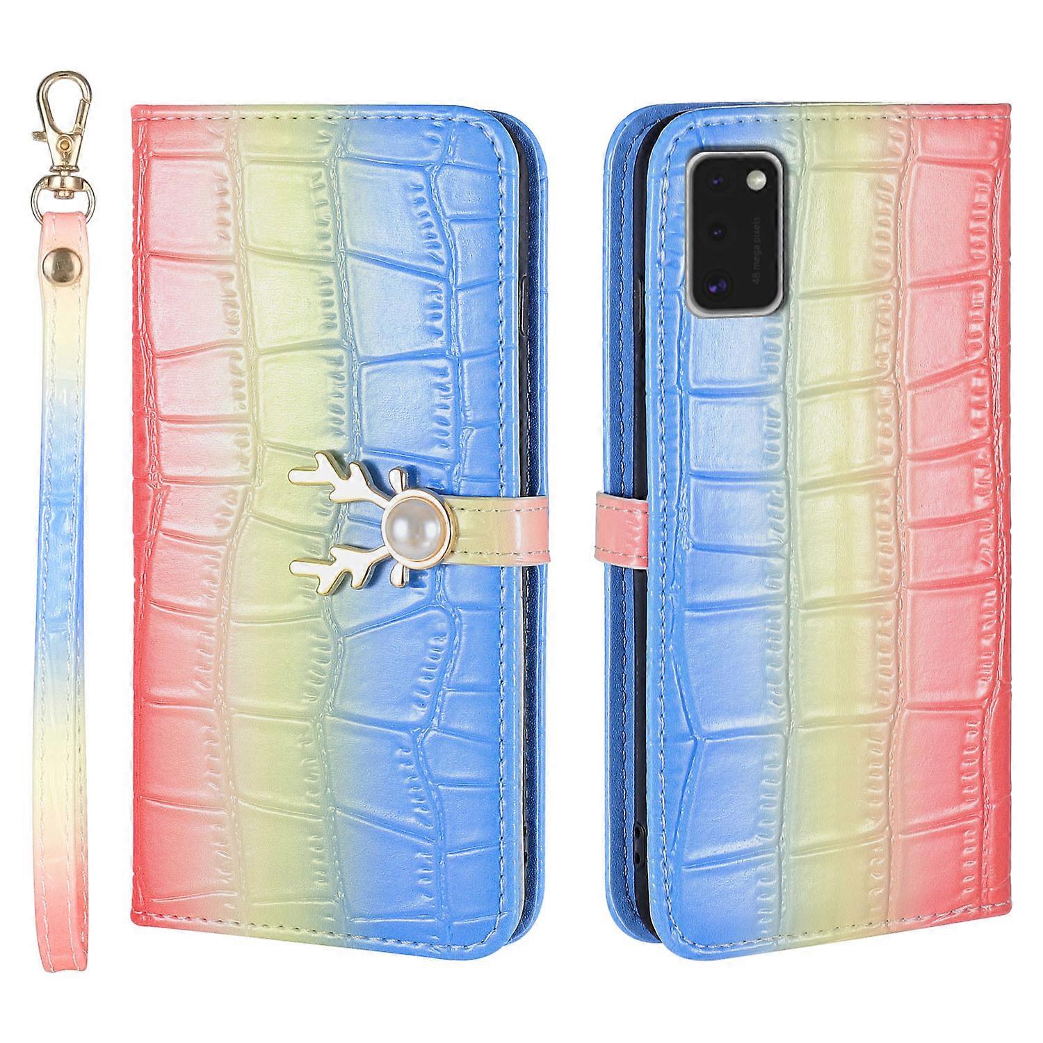 Elk Pattern Phone Case for Samsung Galaxy A41 with Card Holder, lanyard, PU Leather Material, Wallet Function, Corner Fall Protection