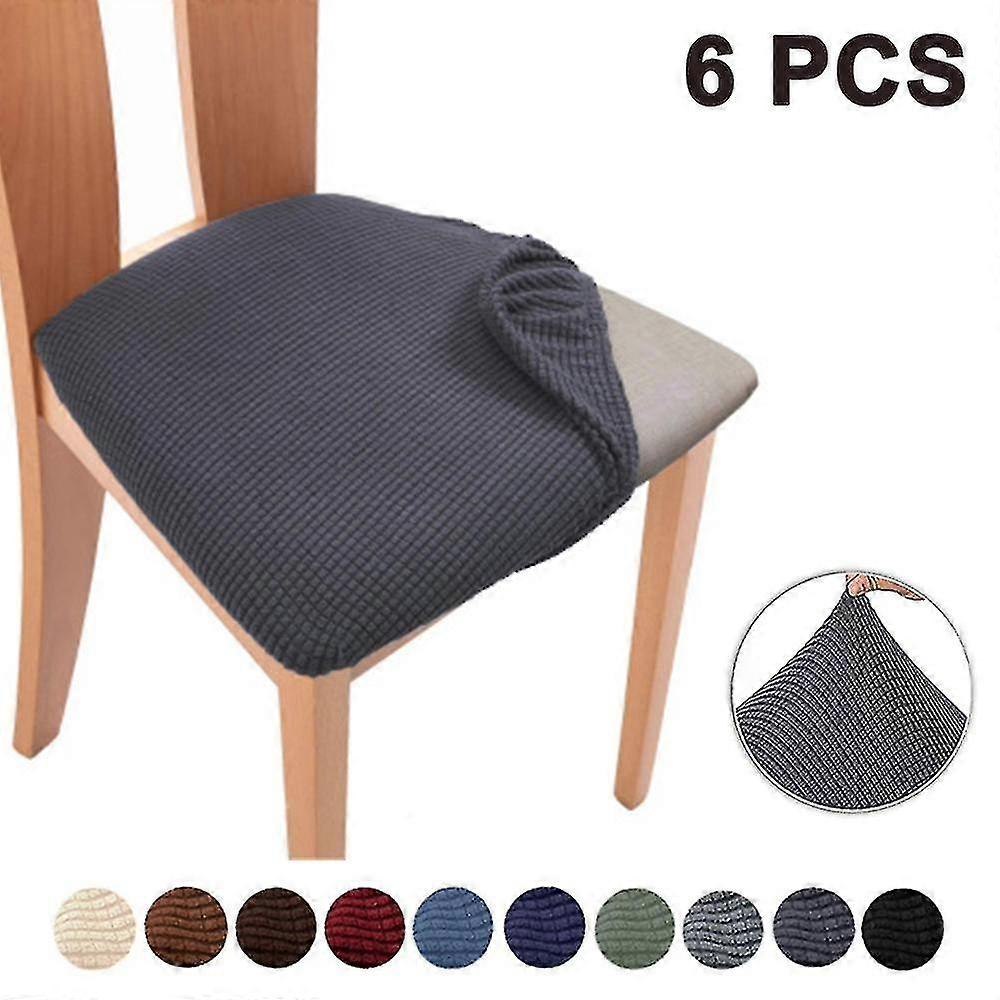 Lot de 6 housses de siège extensibles en jacquard, coussins amovibles