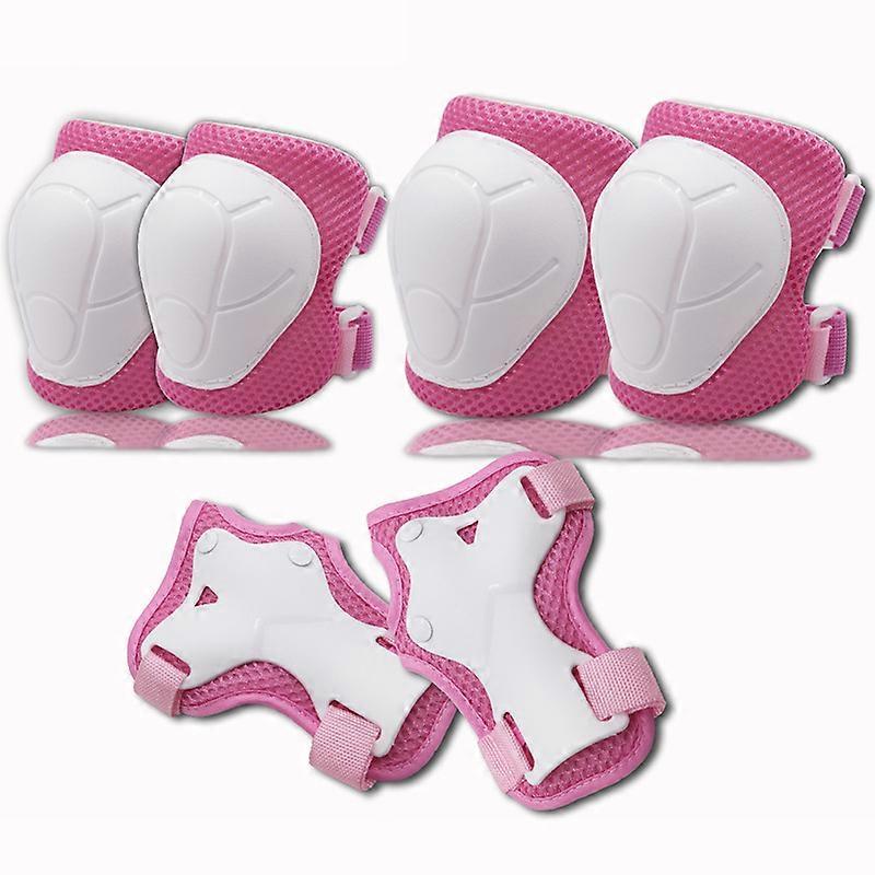 Child/youth protective gear with wrist guards and adjustable straps for roller skating skateboard bike skating.white and pink