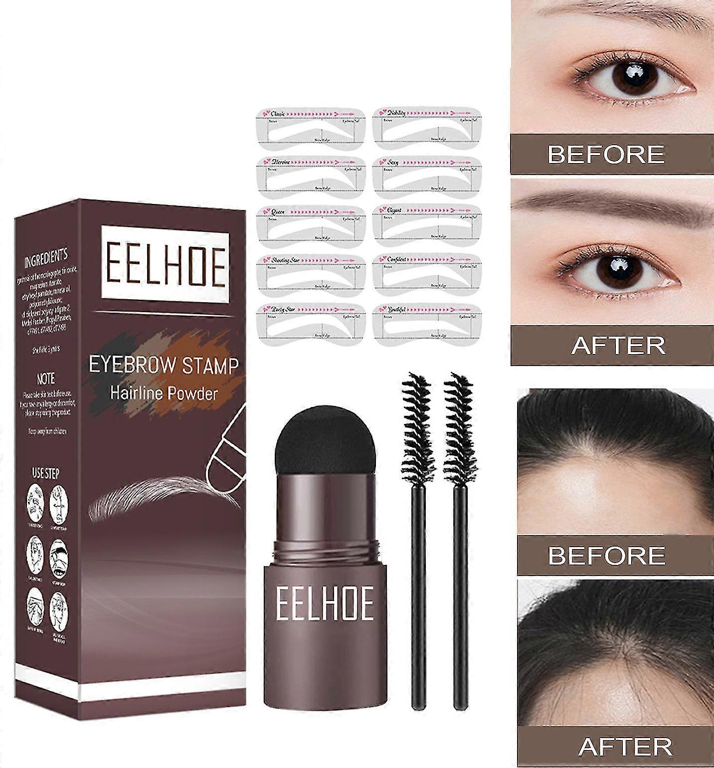 Eyebrow Stamp Shaping Kit Reusable Makeup Brow Powder Stencil Portable Waterproof
