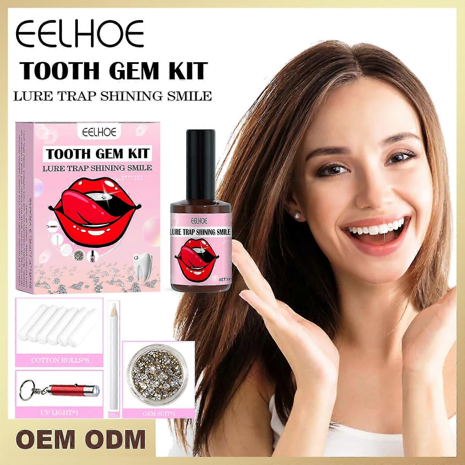 Tooth Crystal Set With Curing Lamp And Glue, 20 Piece Crystal Jewelry Starter Set