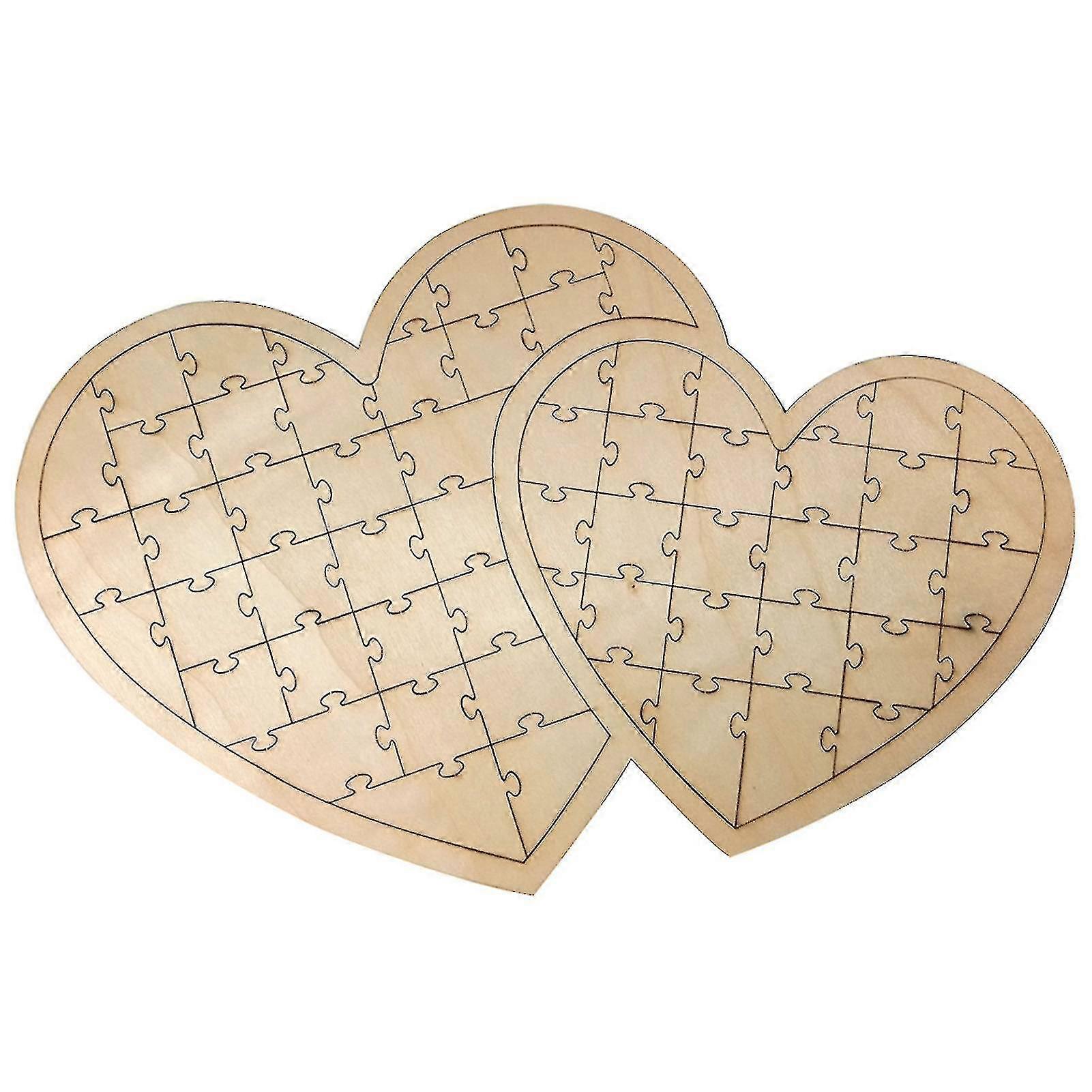 Wooden Guest Book Creative Unfinished Puzzle Jigsaw Design With Blank Pieces
