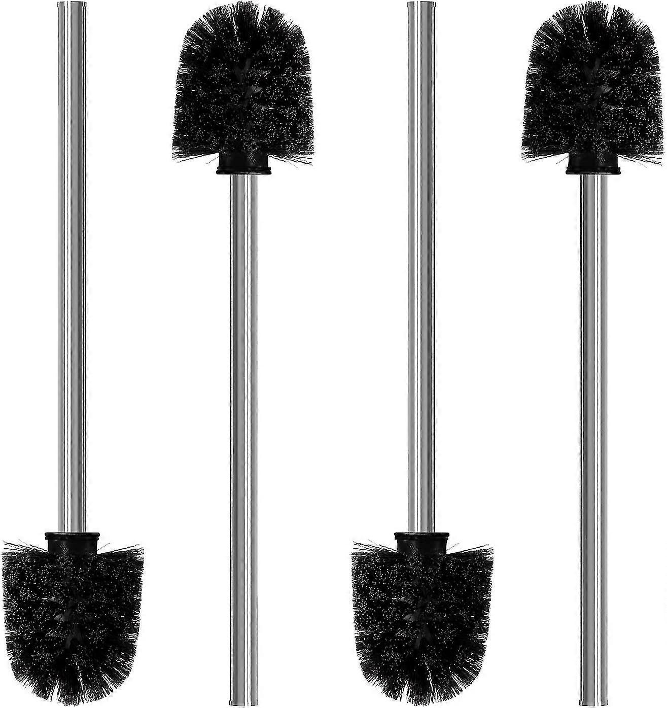 Lot De 4 Brosses WC - Diamètre 8 Cm - Balai Nettoyant WC Avec Manche Inox - Brosse WC Au Design Élégant (noir)