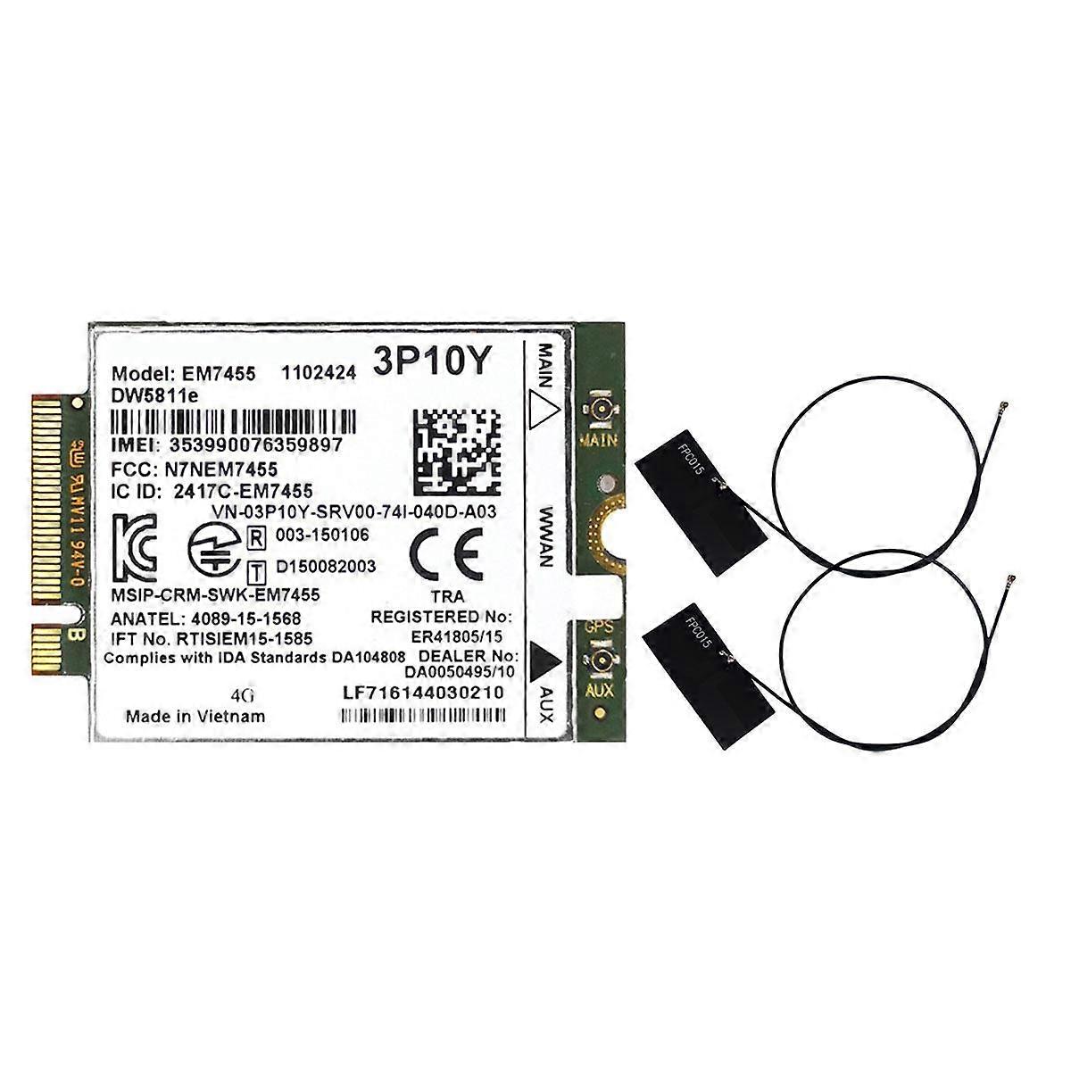 EM7455 DW5811E 4G Module+Antenna 3P10Y CAT6 for E7270 E7470 E7370 E5570 E5470 Wireless FDD/TDD Gobi6000