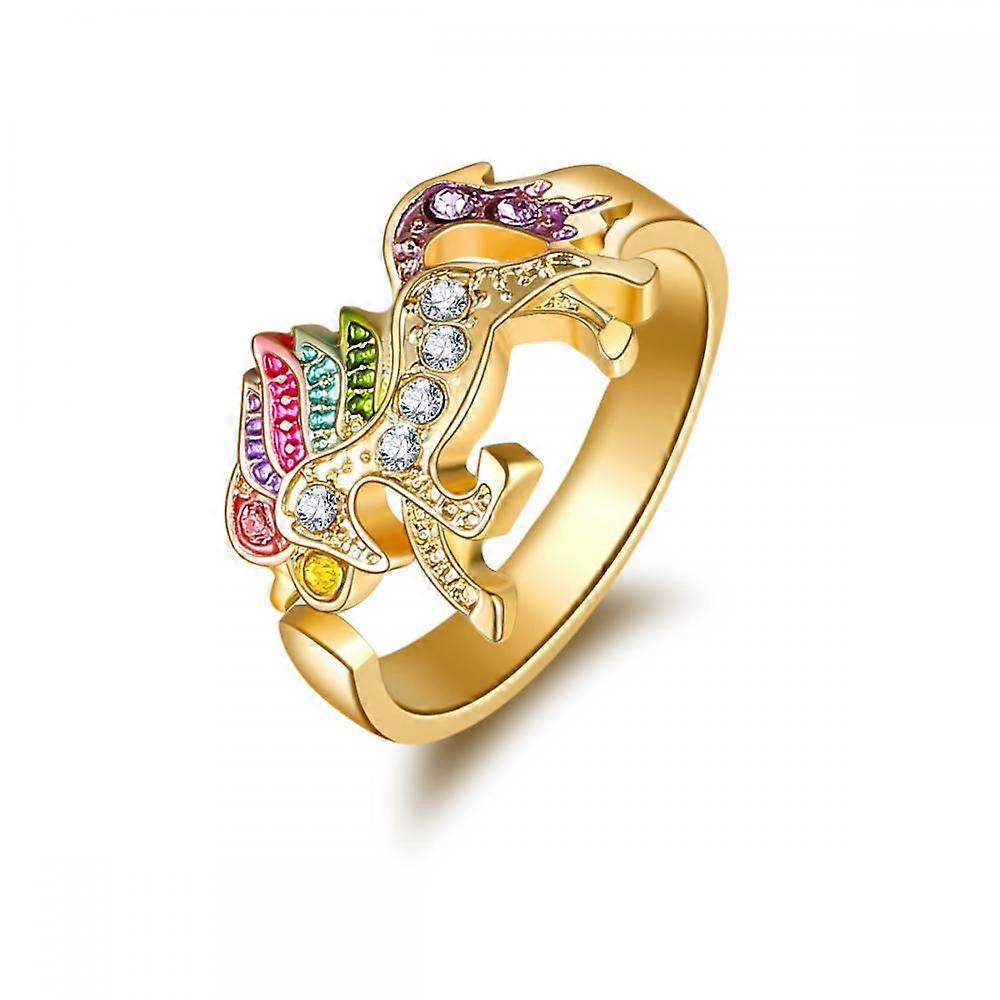 Silver Ring Adjustable Opening Clataly Rainbow Unicorn RingCartoon Xmas