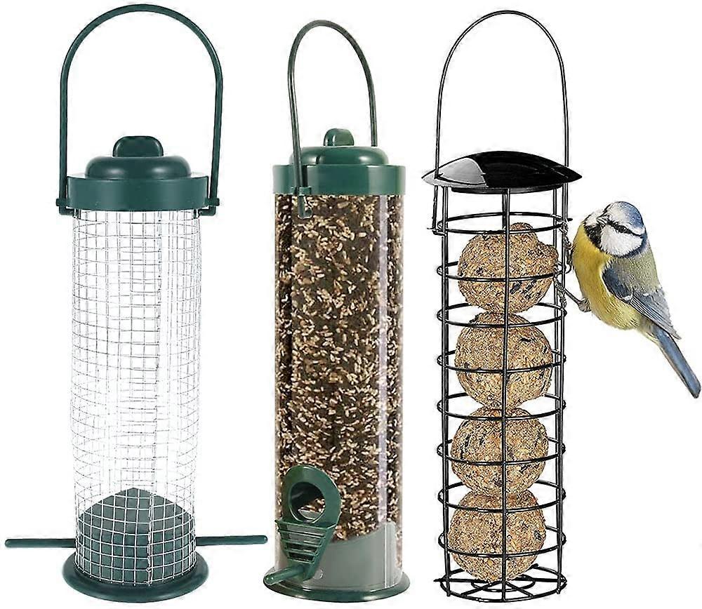 3 PCS Tube Bird Feeder Squirrel-Proof Bird Feeders 3-in-1 for Outside Hanging Yard Garden Decorations