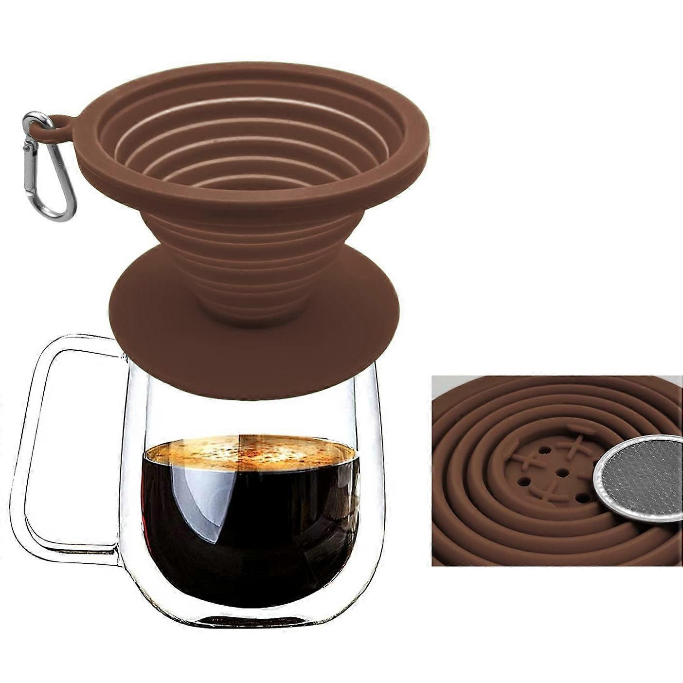 1pc Collapsible Coffee Dripper Pour Over Coffee Filter, Coffee Maker, Paperless BPA Free Silicone Coffee Filter With Lid Seal, Dishwasher Safe, Carabi
