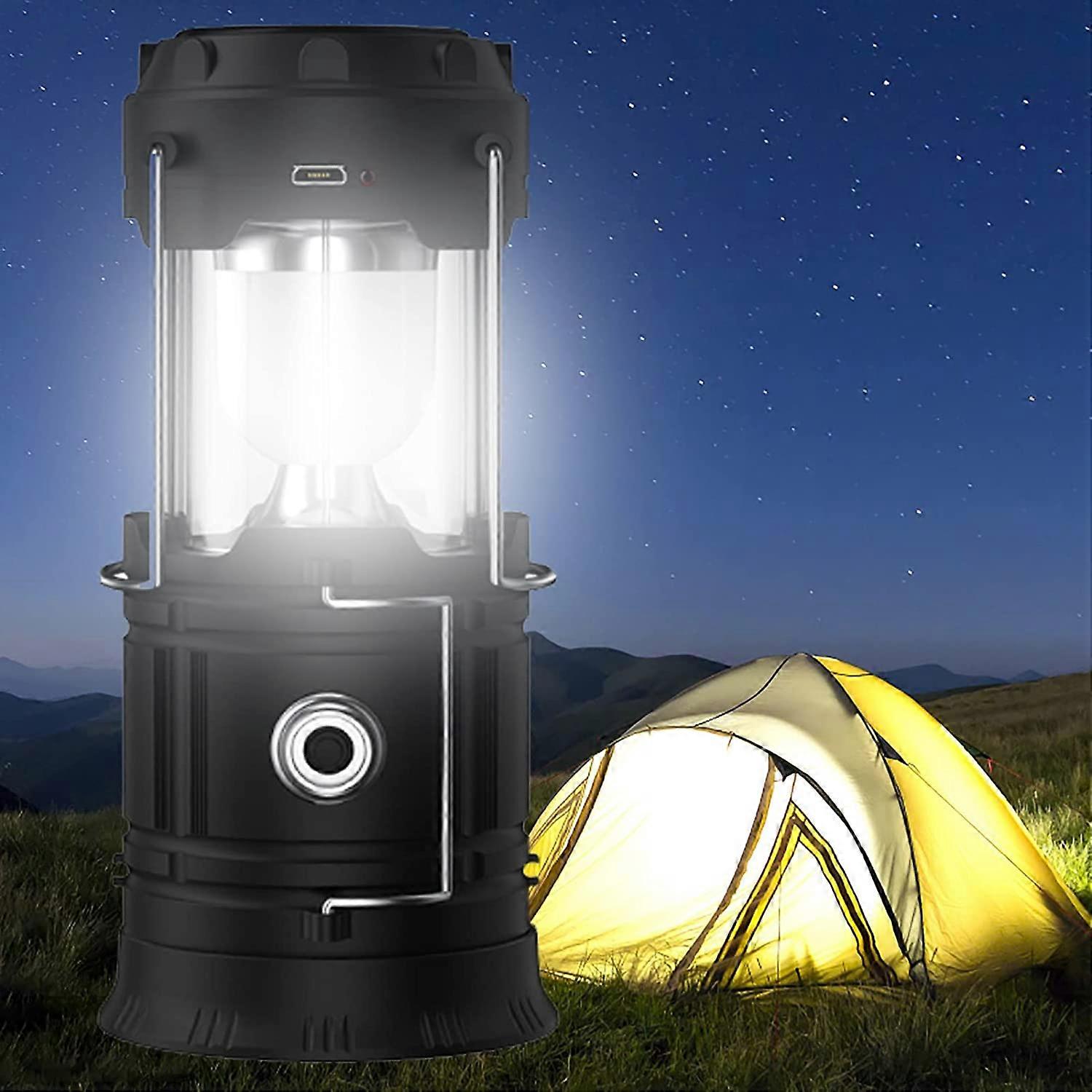 Portable LED Camping Lantern - Ultra Bright USB Rechargeable Solar Lantern Battery Powered Torch Light, for Camping, Hiking, Shed During Power Outages
