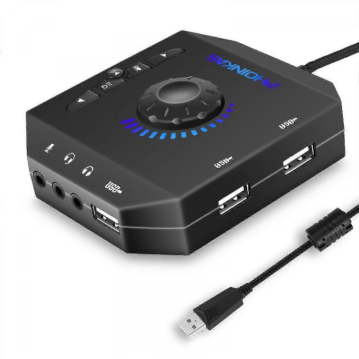 T10 External Sound Card, Phoinikas Usb Audio Adapter compatible Pc Windows, Mac, Linux, Laptops, Desktops, Stereo Sound Card With 3.5mm Interface & Us