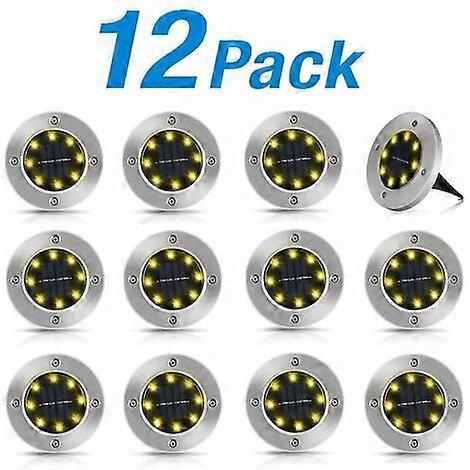 12 pcs- LED Underground Lights Warm Solar Lawn Lights Landscape Lights Landscape Lights