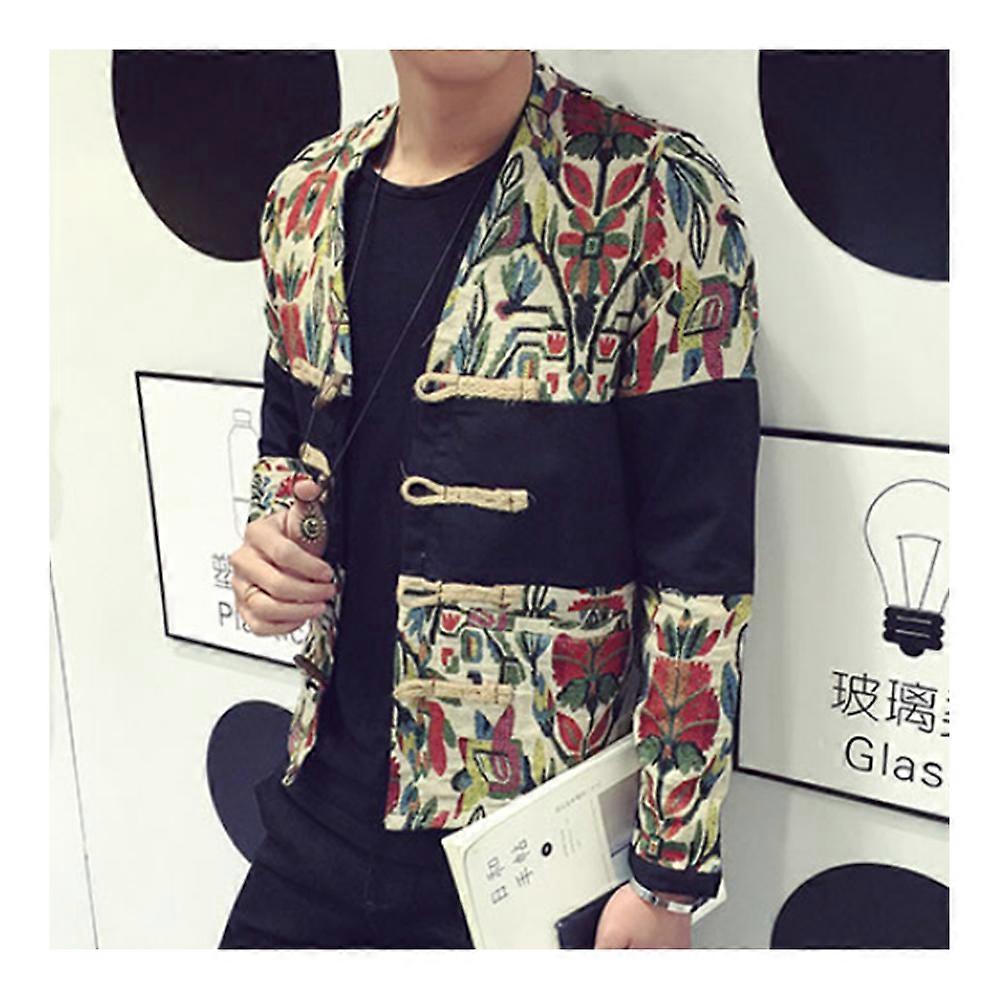 Panel Floral Jacket Plate Button Herrenmantel