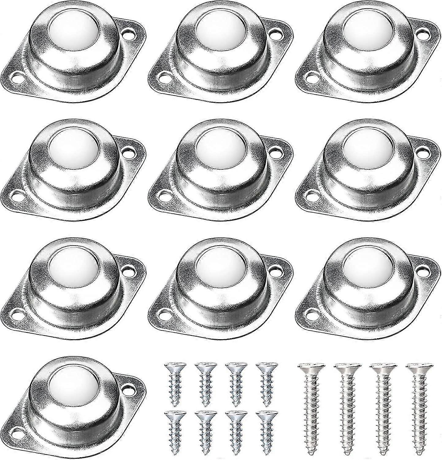 10 Pack Furniture Ball Caster Wheels Easy To Install With 30 Assorted Screws For Furniture Machines And Toys