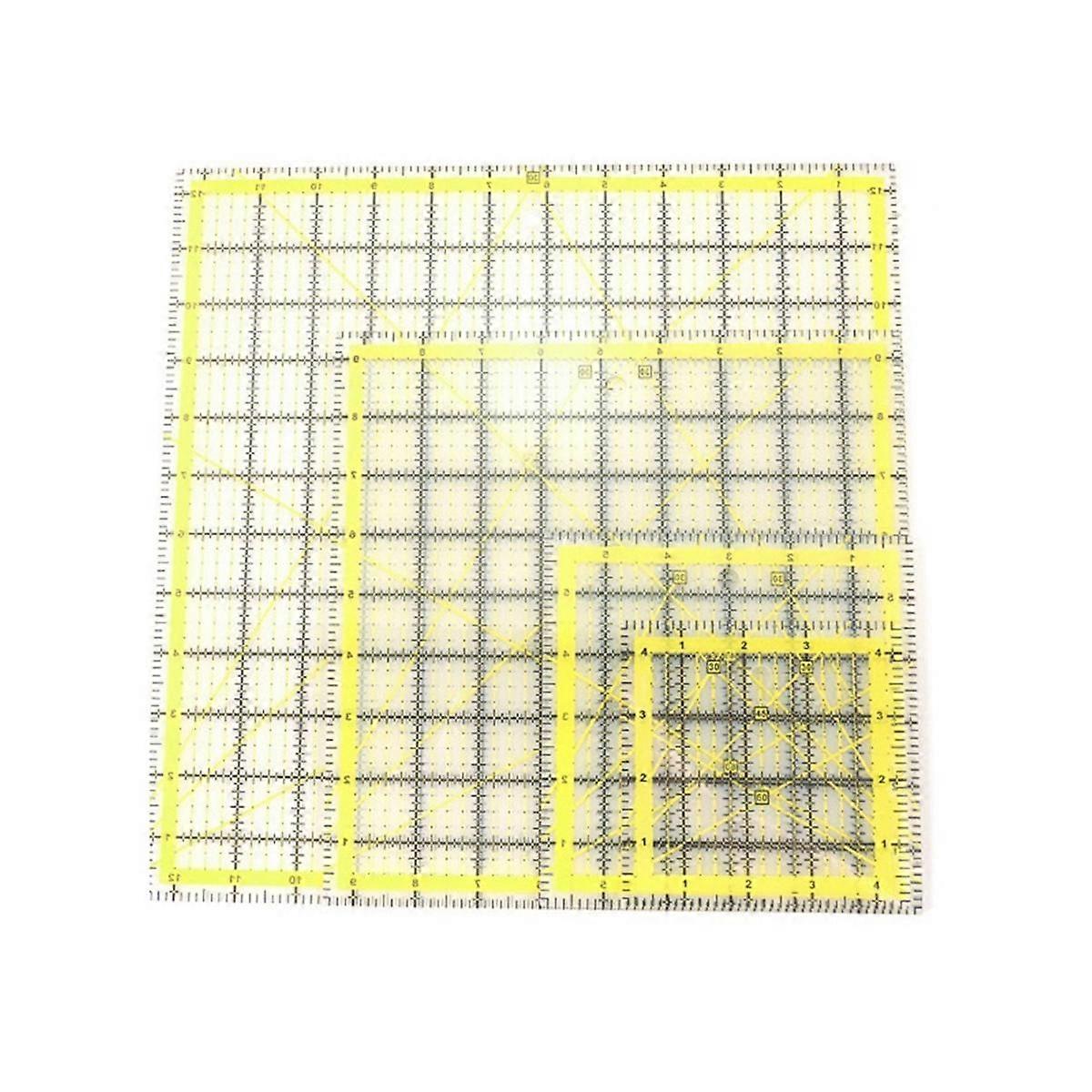 4PCS多機能アクリルパッチワーク定規ツールセット測定定規スクエア縫製定規レーザーカット