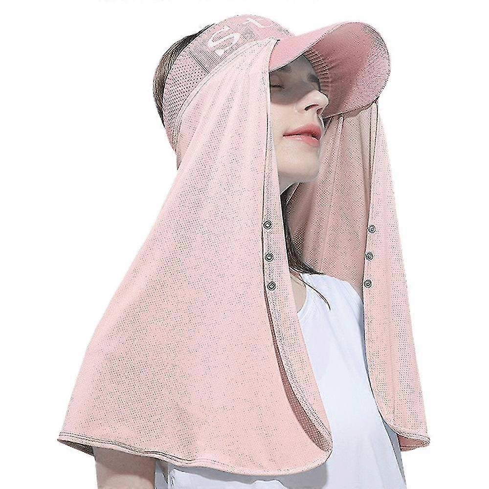 Sunscreen Hat Curtain Summer Outdoor Neck Protection Anti-ultraviolet Ice Silk Long Shawl Mask With Hat