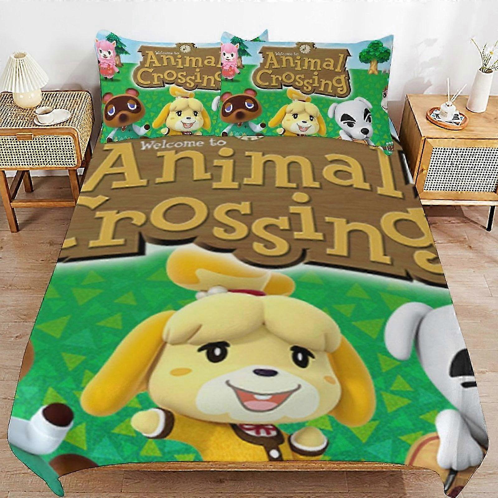 n1898 ملاءات السرير طقم لحاف معبر الحيوانات3 قطع طقم غطاء لحاف ناعم لجميع الفصول (1 غطاء لحاف و 2 كيس وسادة) ملاءات سرير  