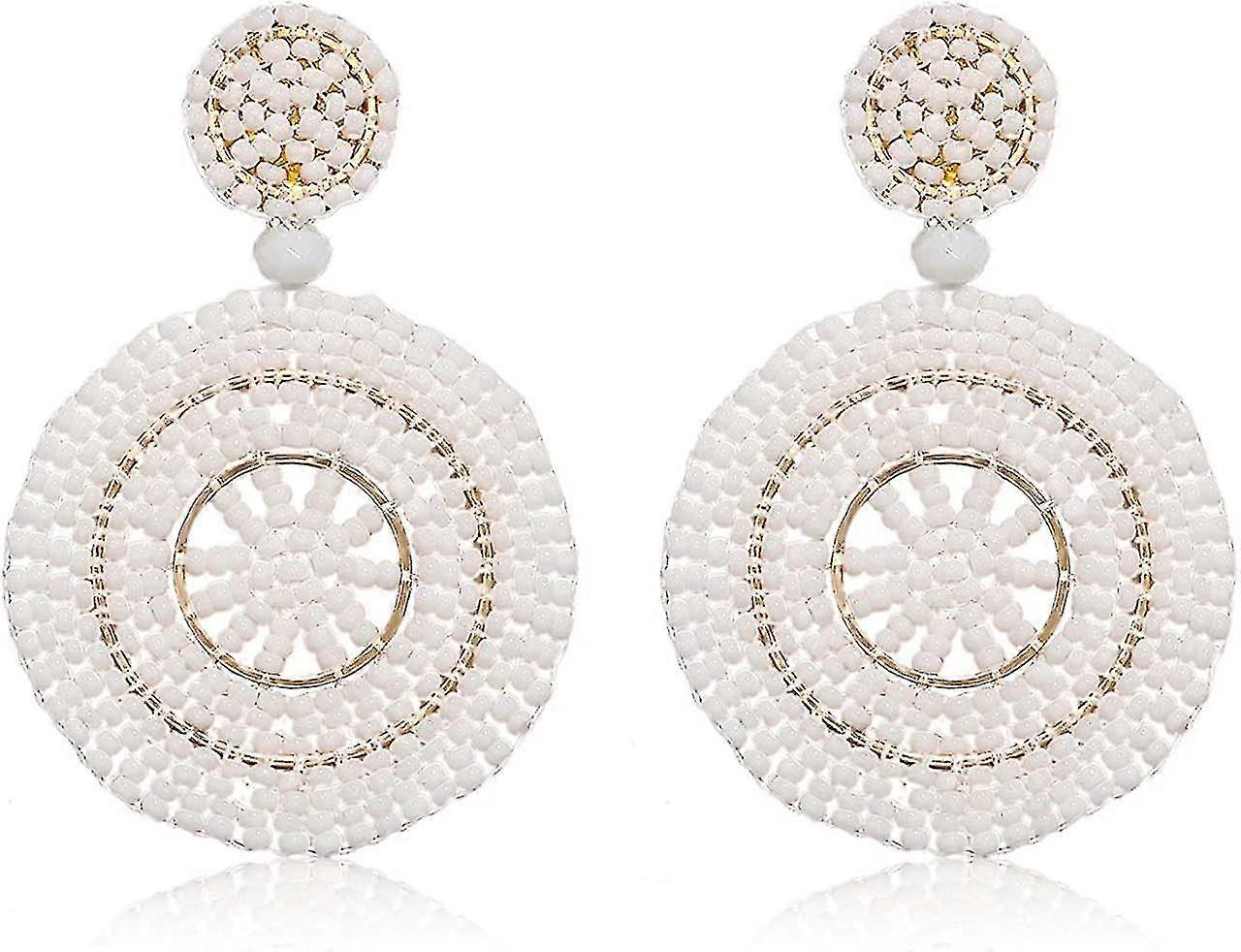 Pärlörhängen för kvinnor Handgjorda färgglada pärlörhängen Bohemia Hoop Dangle Earring