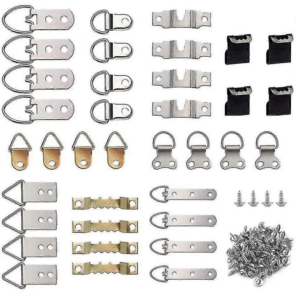 96 κρεμαστή εξάρτηση αγκίστρων εικόνων PCS, βαρέων καθηκόντων 9 άγκιστρα κρεμάστρων κορνίζας πλαισίων εικόνων μοντέλων με τις βίδες και το κιβώτιο αποθήκευσης για την εικόνα φωτογραφιών που κρέμεται ζωγραφική ROX