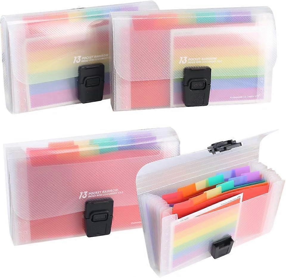 4 Pack Expanding Folders, A6 13 Pocket Rainbow Document Organizer A6 Accordion Folder Receipt Organizer
