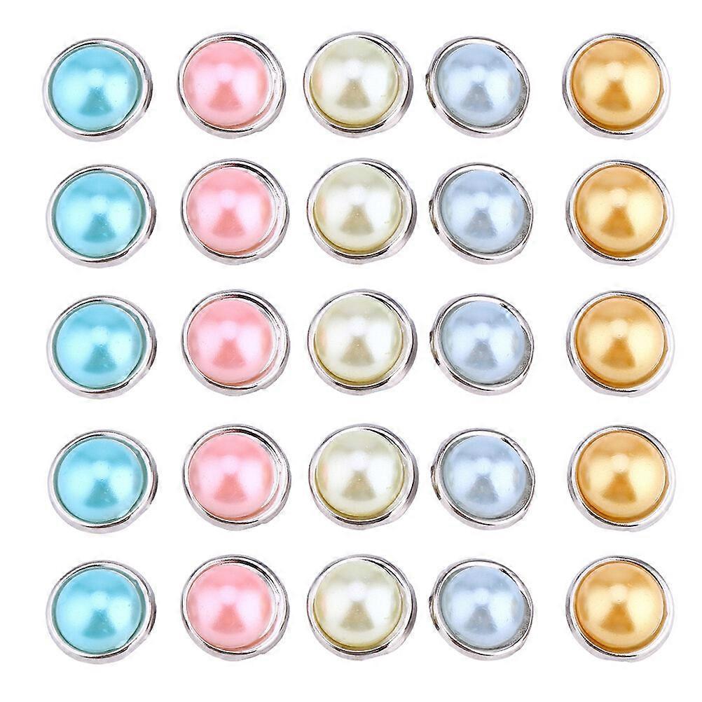 100Pcs Decorative Mini Brads Round Paper Fasteners Pearl Design Brads Random Color