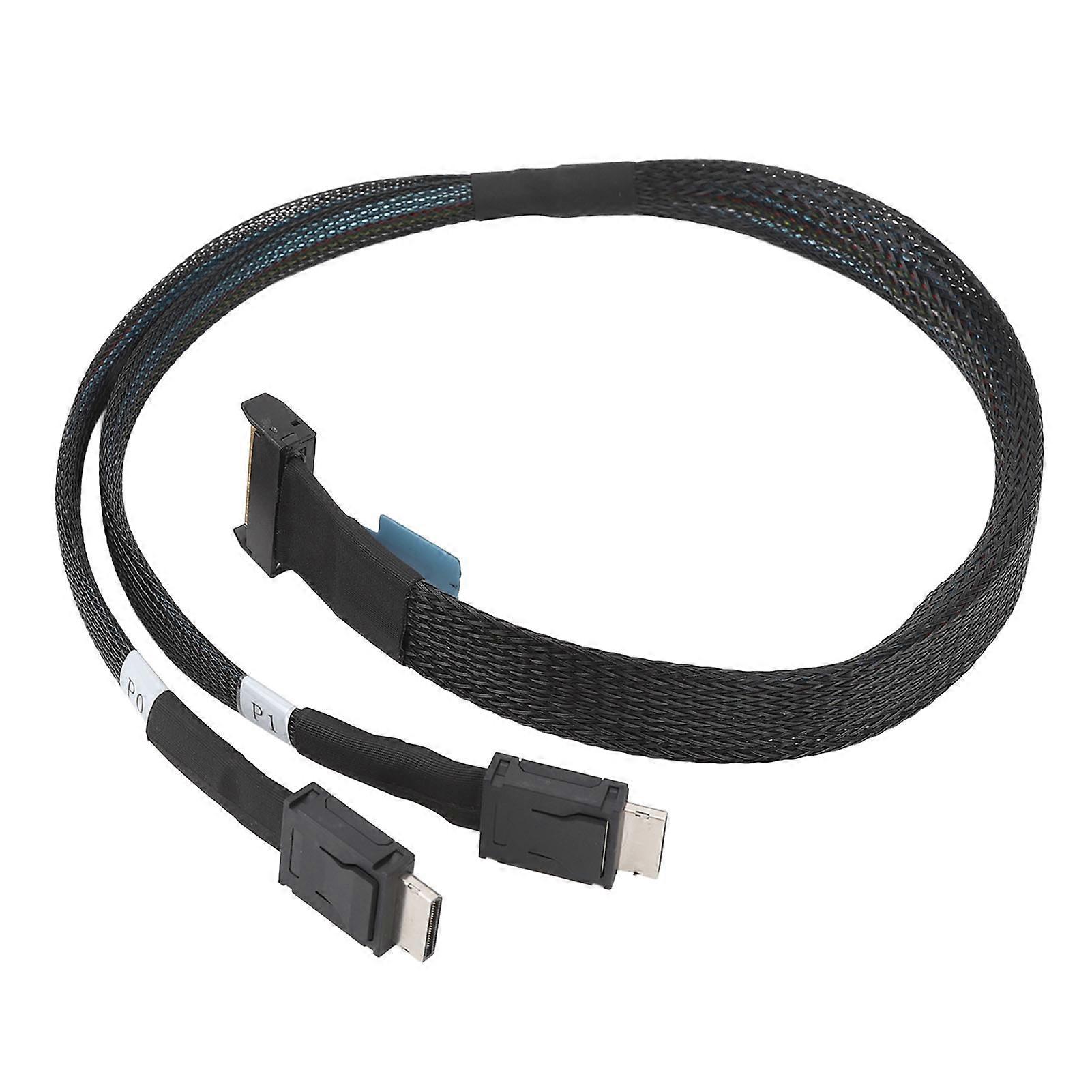 8i to Oculink SFF 8611 4i Cable PCIe 5.0 32GT/s for MCIO X8 to 2 SFF 8611 Cord for Server Data Center 19.7in