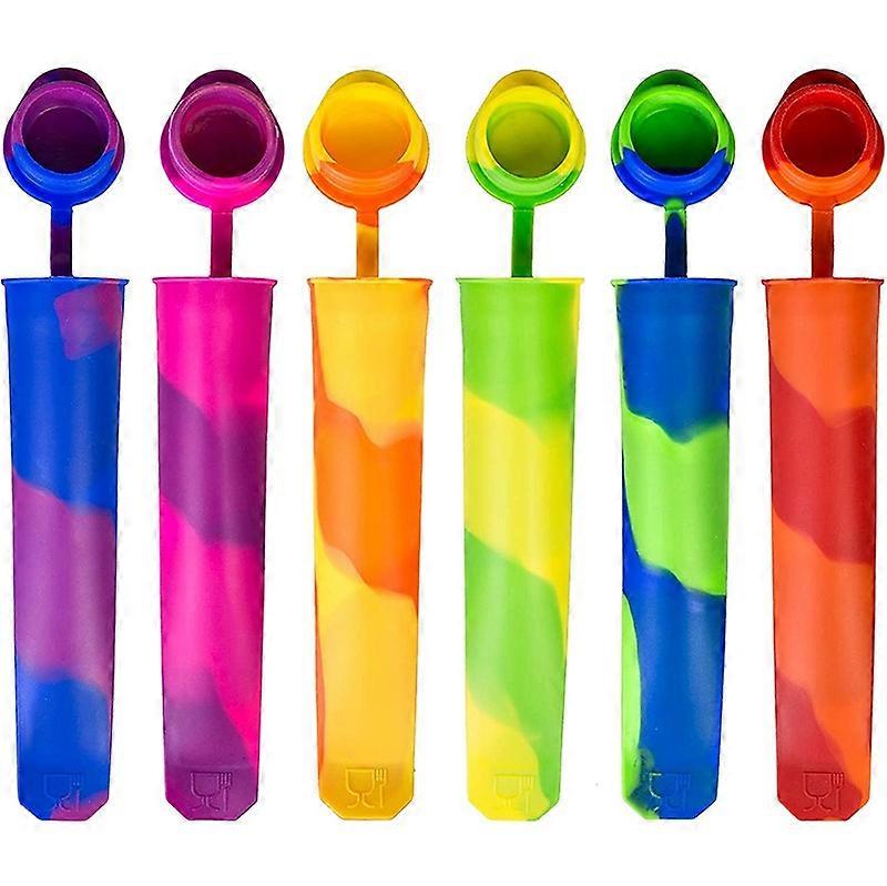 6-pack of popsicle molds, silicone popsicle molds for kids, multicolor reusable popsicle molds, frozen popsicle maker