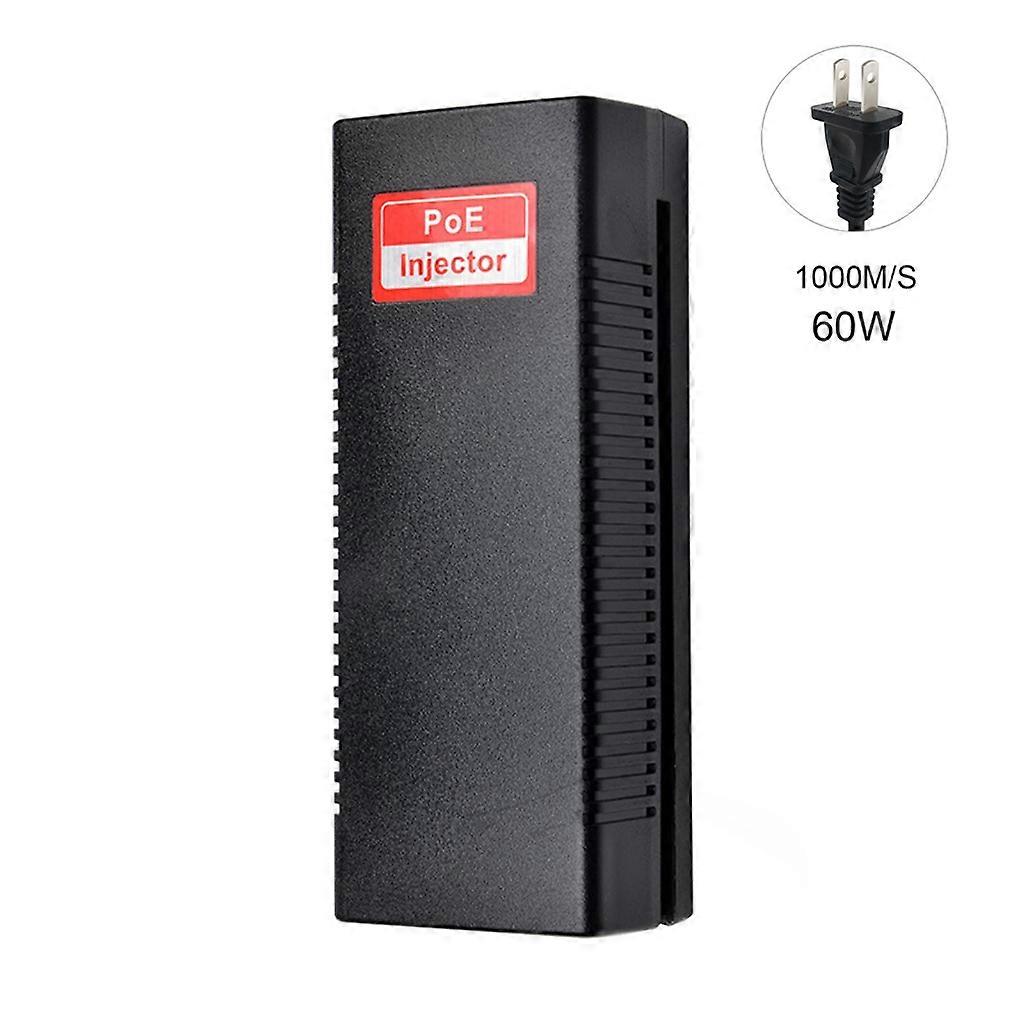 1000Mbps Gigabit 60W High-power POE Injector Standard DC56V Output 100-240V