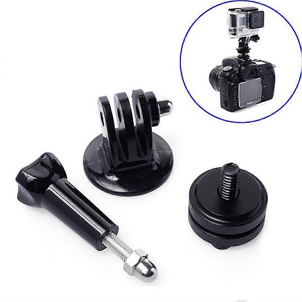 1/4'' Hot Shoe Adaptor + Tripod Mount + Screw For GoPro Hero 2 3 3+ DSLR Cameras
