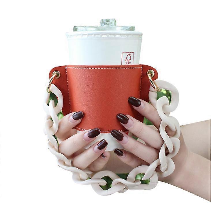 Coffee Cup Tote Drink Carrier Reusable Beverage Holder with Handle Chain