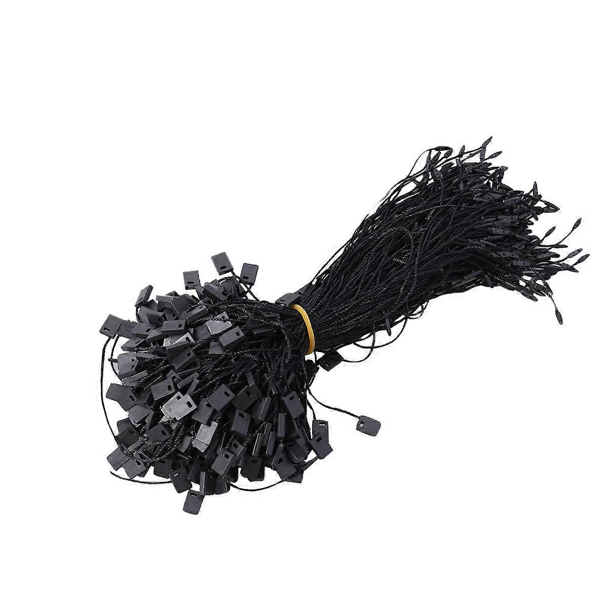 950PCS Black Tag String Nylon String Snap Lock Pin Loop Fastener Hook Ties (Black)