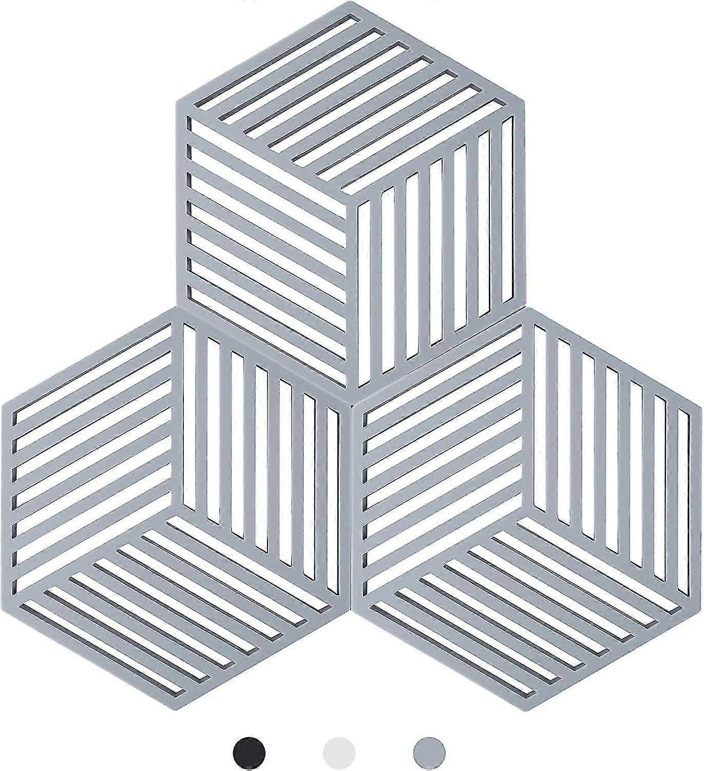 Kitchen Pot Coaster Teffa Silicone Protective Mat (grey, Raya Hexagonal: 160x138x8mm)