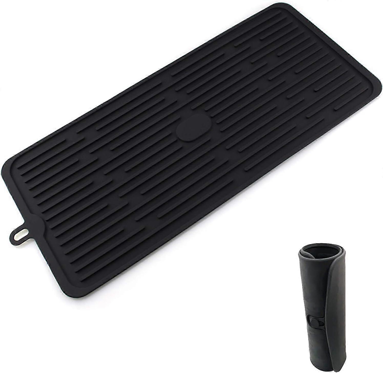 Black Silicone Drip Mat (44 x 20cm) for Kitchen