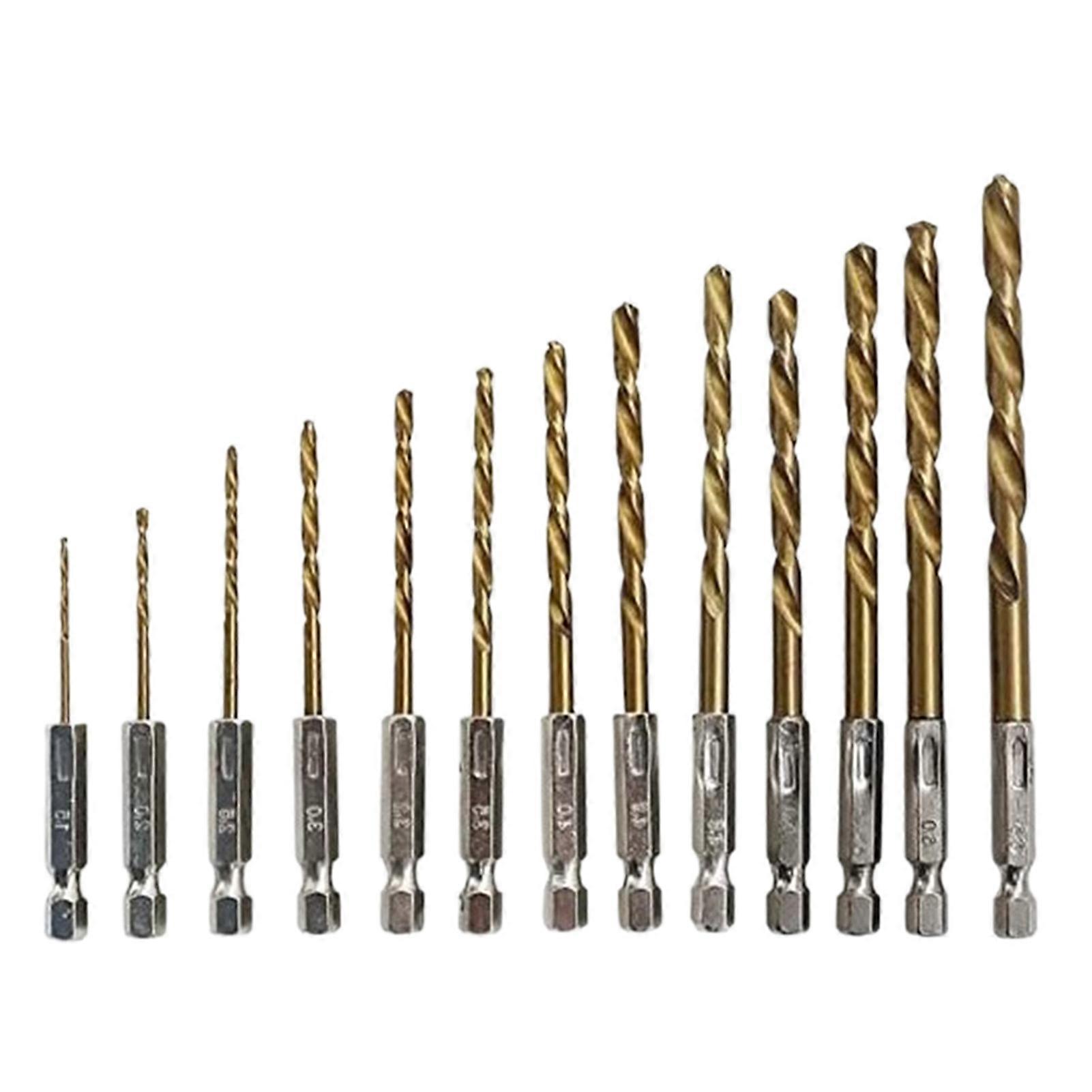 13Pcs/Set High Speed Steel Hexagonal Twist Drill Screwdriver Bits Electric Tools QinHai