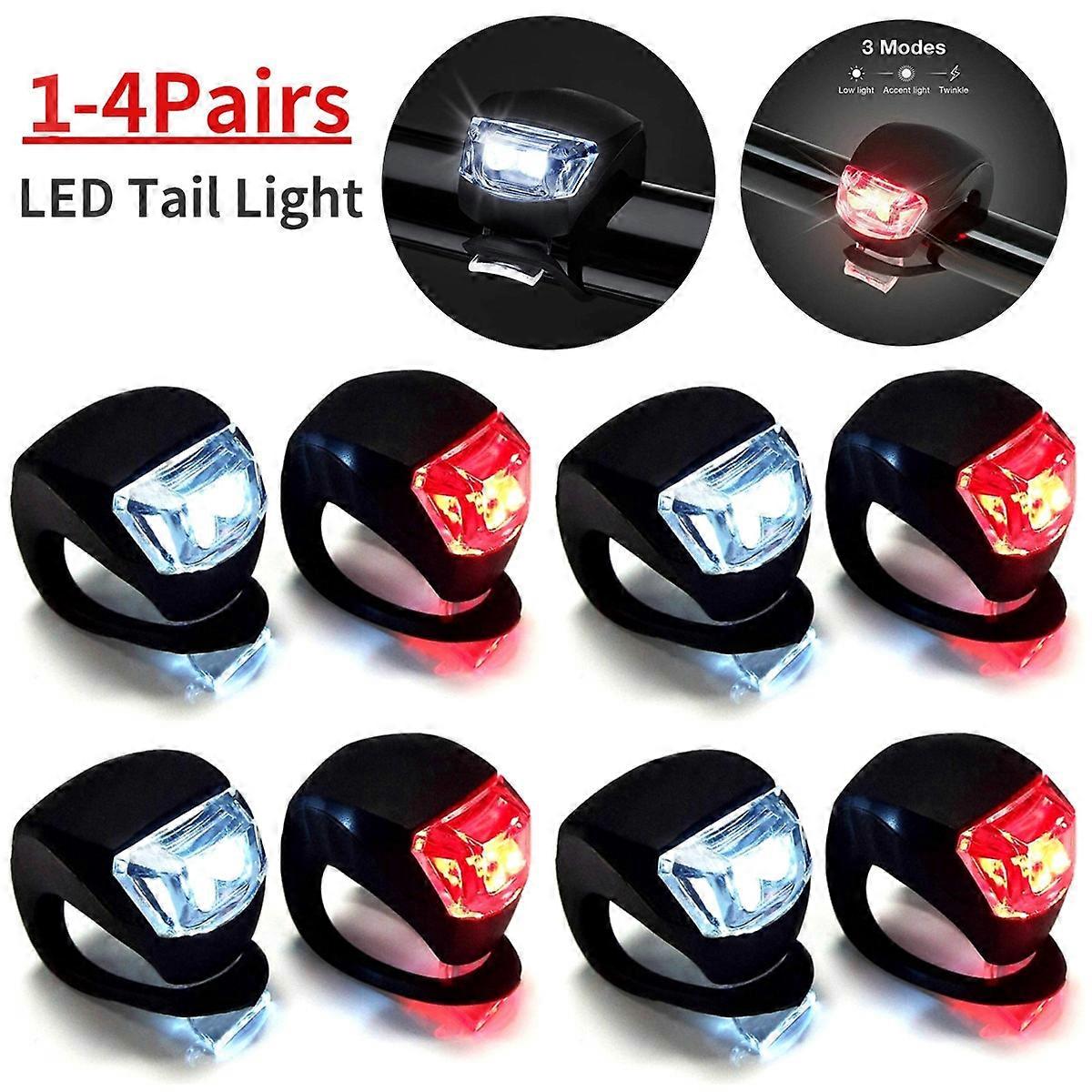 1-4paria LED-silikoni polkupyörä etu takavalosarja 3 tilaa vedenpitävä MTB maastopyörä pyöräily ajovalot takavalot varoitusvalo